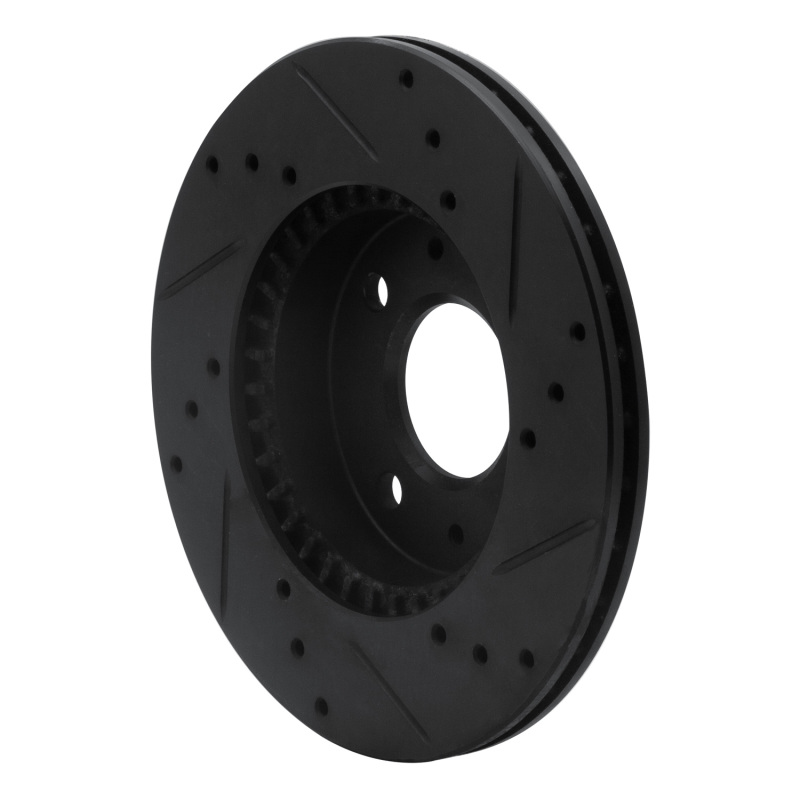 Nissan 200SX Brake Rotor (1) - Front Left - R1 Concepts - Drilled & Slotted - Black - `95-`00